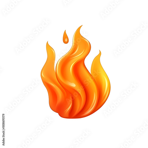 3d icon of red fire flames on a transparent background, 3d fire flame isolated, 3d fire flame orange color icon with hot sparks.