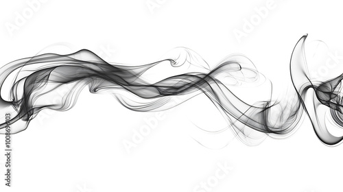 Abstract Black Wave on White Background, A black wave steam on transparent background, abstract black wave and curve design.