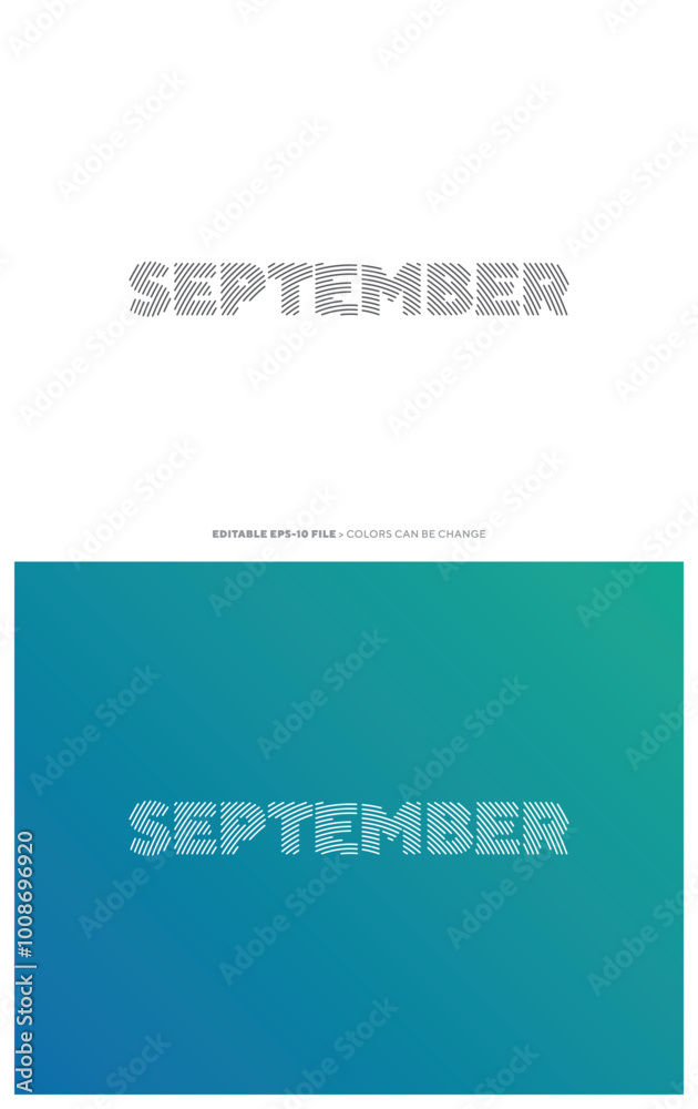 September typography editable colour, Suitable for brand, business logo or calendar design. Eps 10 vector. September typography editable colour, Suitable for brand, business logo or calendar design. Eps 10 vector.