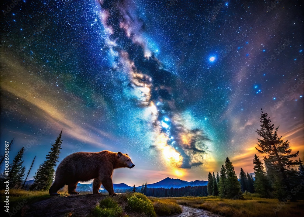 Starry Night Sky Featuring Constellations of the Great Bear in a Clear ...