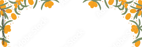 Sea Buckthorn Berries and Leaves Frame
