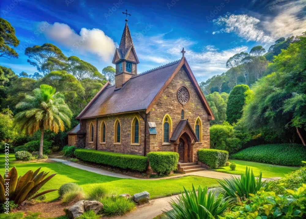 St John's Anglican Church Architectural Beauty in a Serene Landscape with Lush Greenery Surrounding It St John's Anglican Church Architectural Beauty in a Serene Landscape with Lush Greenery Surrounding It