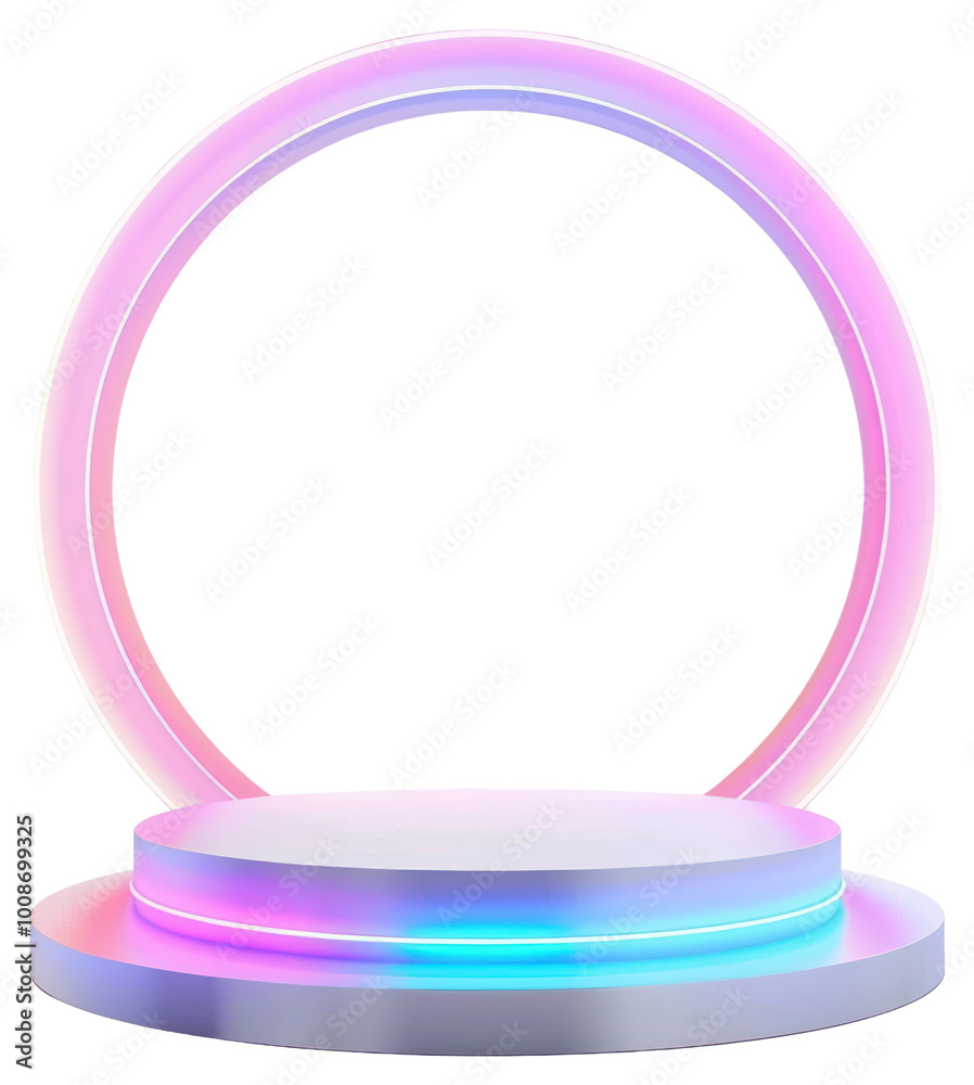 Gradient neon podium lighting purple plate. Gradient neon podium lighting purple plate.