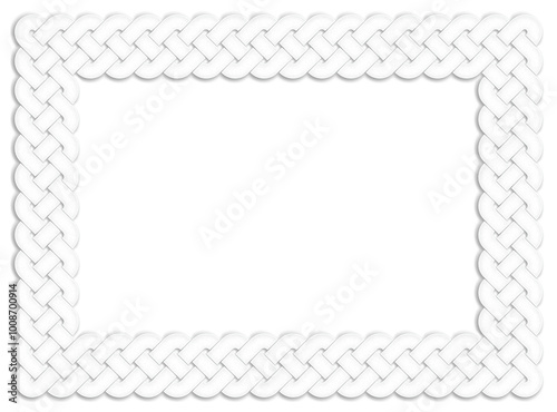 Celtic frame, white. Linear border made with Celtic knots, which looks like a plaster ornament, for use in St. Patrick's Day designs.