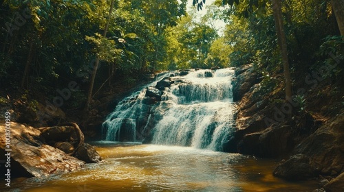 The peaceful surroundings of Sai Yok National Park, with its pristine waterfalls and dense jungle. photo