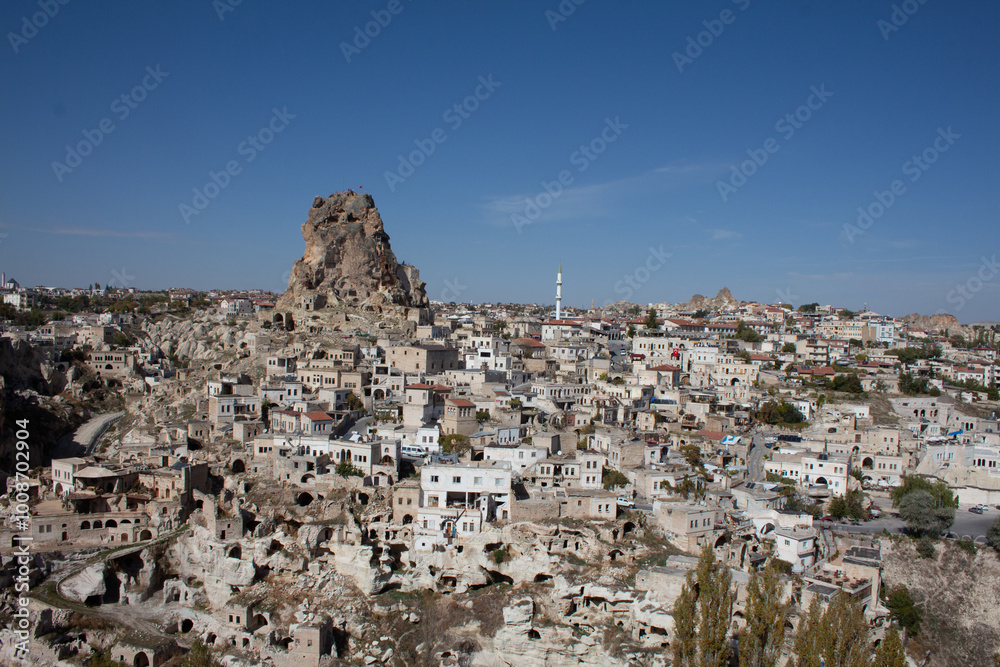 cityscape of Ortahisar village with Kalesi Castle in the middle cityscape of Ortahisar village with Kalesi Castle in the middle
