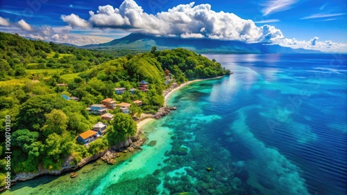 Stunning coastal view of Dumaguete, Philippines with vibrant blue waters and lush green landscapes