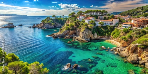 Stunning Coastal Views of Palamos on Costa Brava with Clear Blue Waters and Dramatic Cliffs