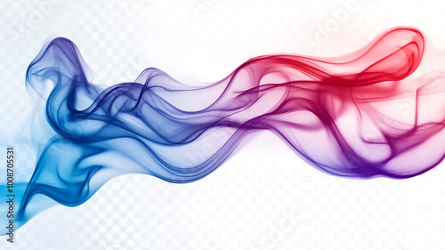 Swirling colored mist in bold shades of red, blue and purple, floating smoothly on a transparent background