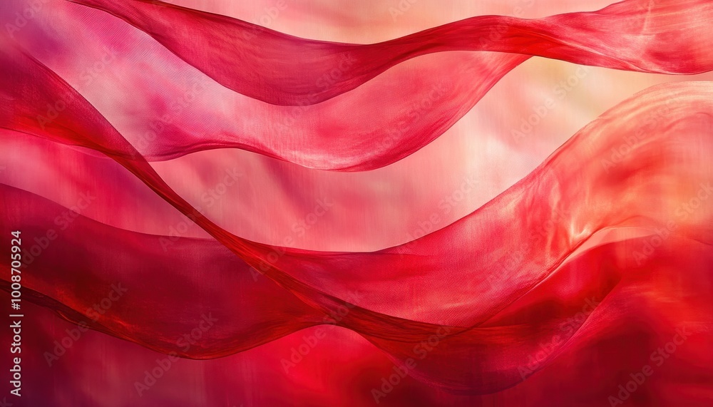 Obraz premium Red Sheer Fabric Draped in Soft Waves