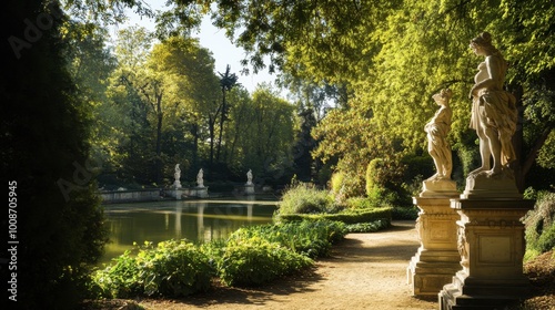 The tranquil setting of the Parc Monceau, with its beautiful gardens and classical statues. photo