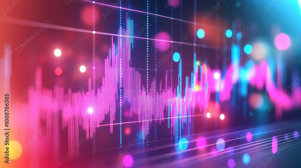 Colorful Sound Waves on Digital Background Colorful Sound Waves on Digital Background