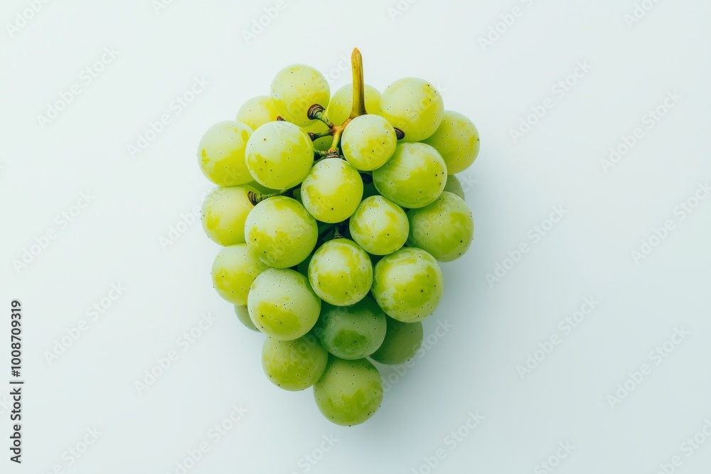Fresh green grape cluster isolated on white background, each grape has a slight shine and texture, simple and elegant composition, refreshing and organic vibe, professional food photography, Sony A7R Fresh green grape cluster isolated on white background, each grape has a slight shine and texture, simple and elegant composition, refreshing and organic vibe, professional food photography, Sony A7R