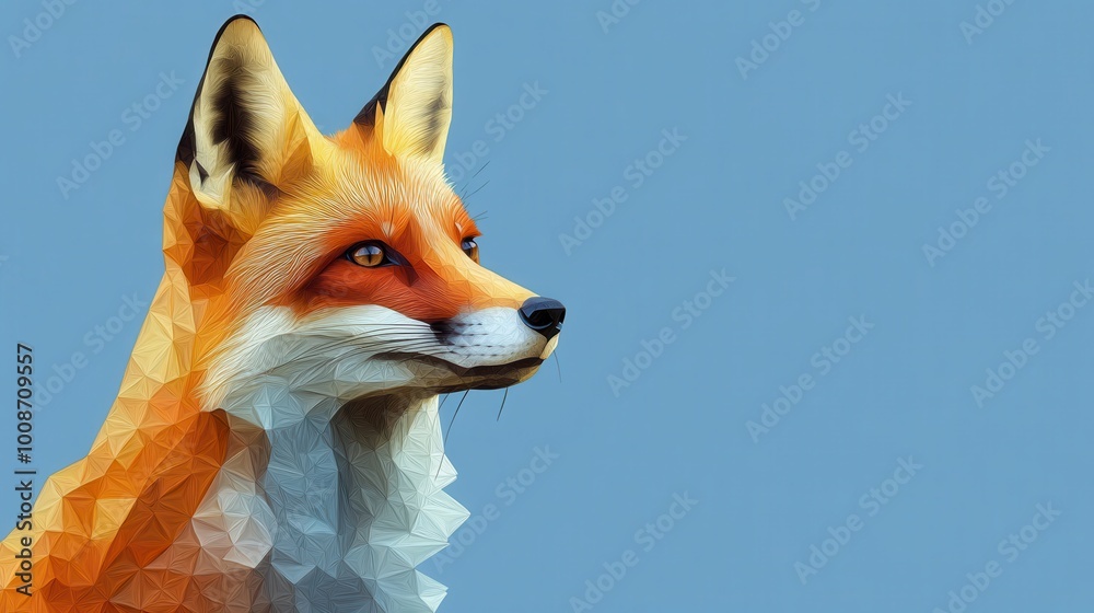 Fototapeta premium A Close-Up Portrait of a Red Fox in a Geometric Style