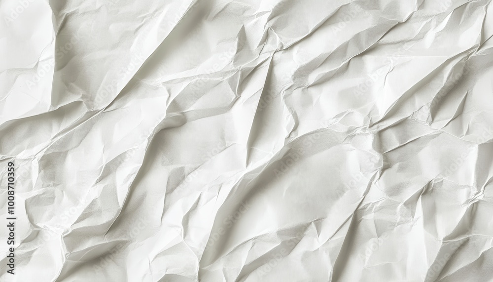 Close-up of a Crumpled White Paper Surface