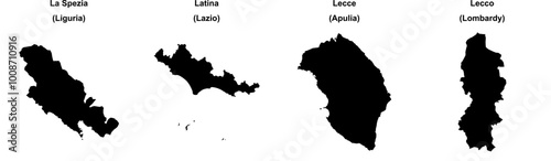 La Spezia, Latina, Lecce, Lecco outline maps