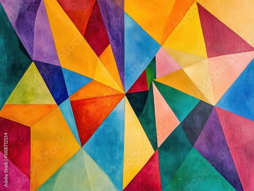 Abstract Geometric Painting with Vibrant Colors