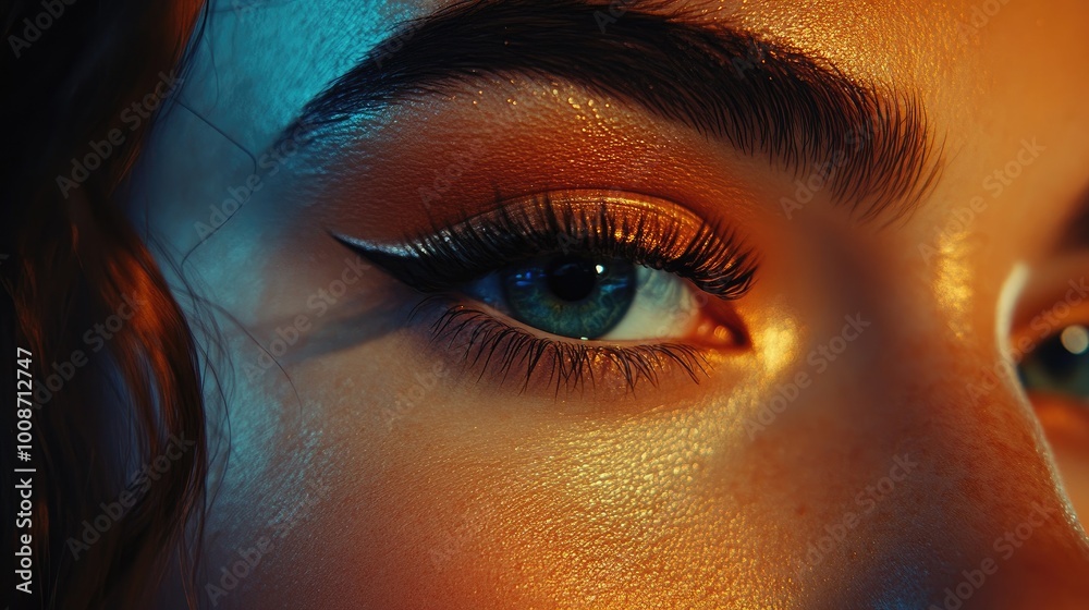 Captivating Close-Up of Eye with Colorful Makeup Captivating Close-Up of Eye with Colorful Makeup