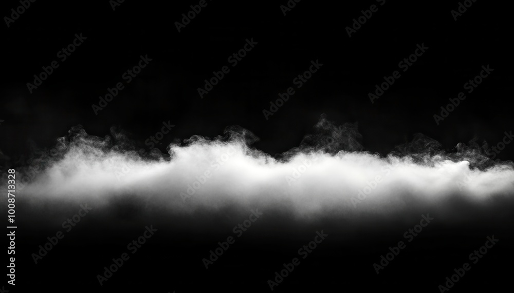 White Smoke Clouds Against a Black Background