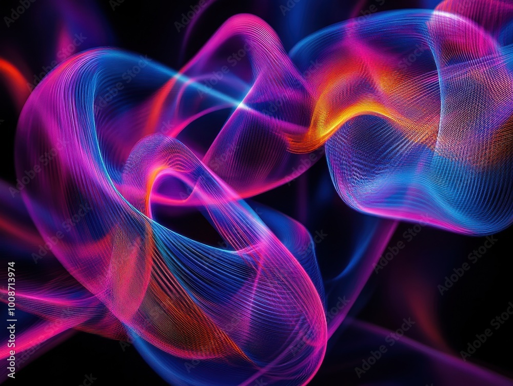 Fototapeta premium Abstract Swirling Neon Lights in Vibrant Hues