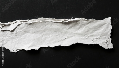 Torn White Paper on Black Background