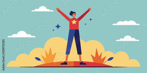 Empowerment and self-confidence concept with joyful individual in nature setting