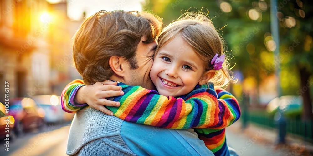 Tender Embrace: A Heartwarming Moment of Hugging a Child in a Joyful and Loving Environment Tender Embrace: A Heartwarming Moment of Hugging a Child in a Joyful and Loving Environment