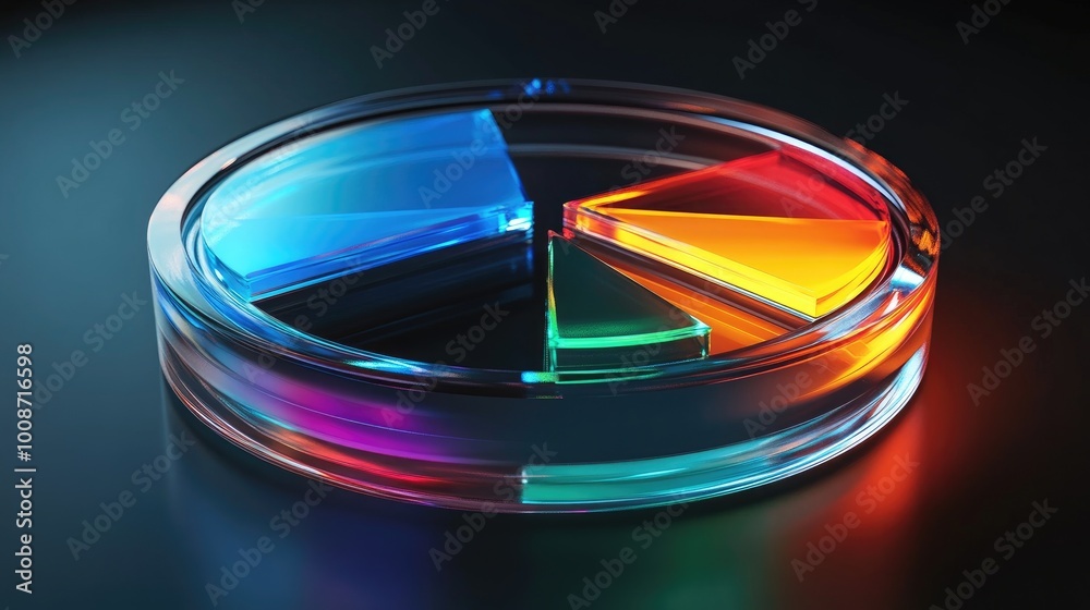 Fototapeta premium Colorful Transparent Segments on Dark Surface
