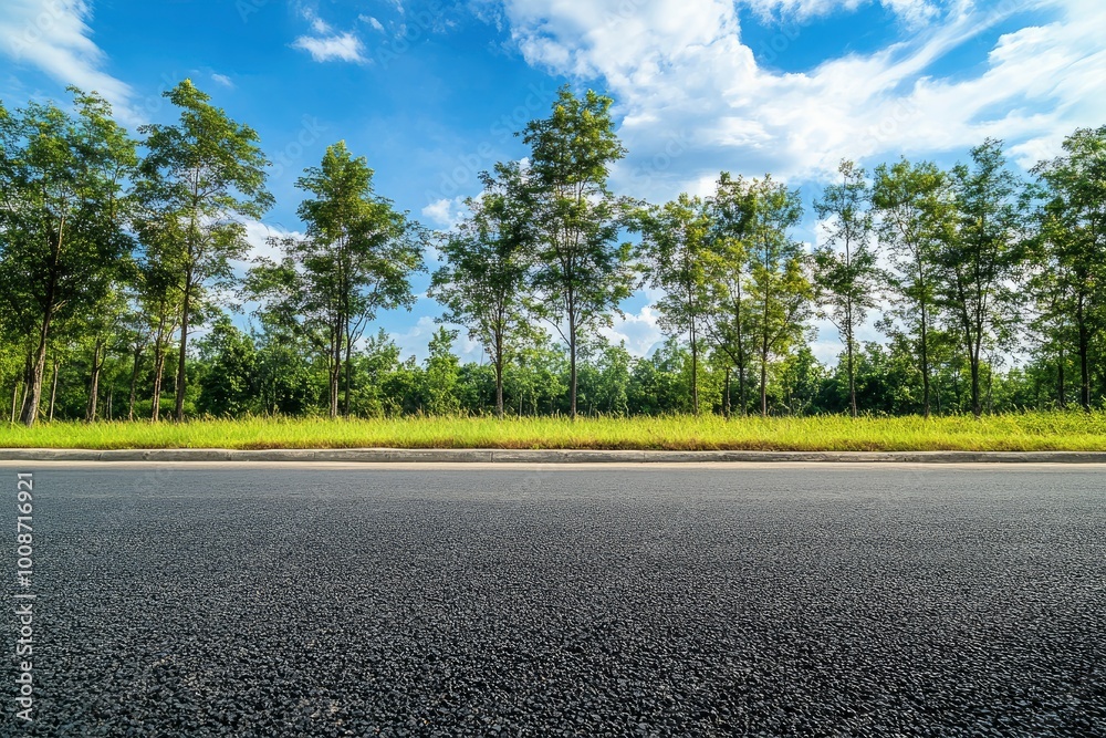 Asphalt road and beautiful natural landscape background. - generative ai Asphalt road and beautiful natural landscape background. - generative ai