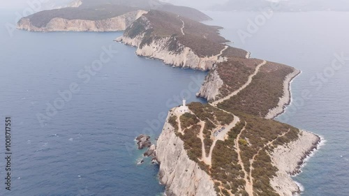 Aerial drone shots of Cape Lefkas in Greece, Lefkada island