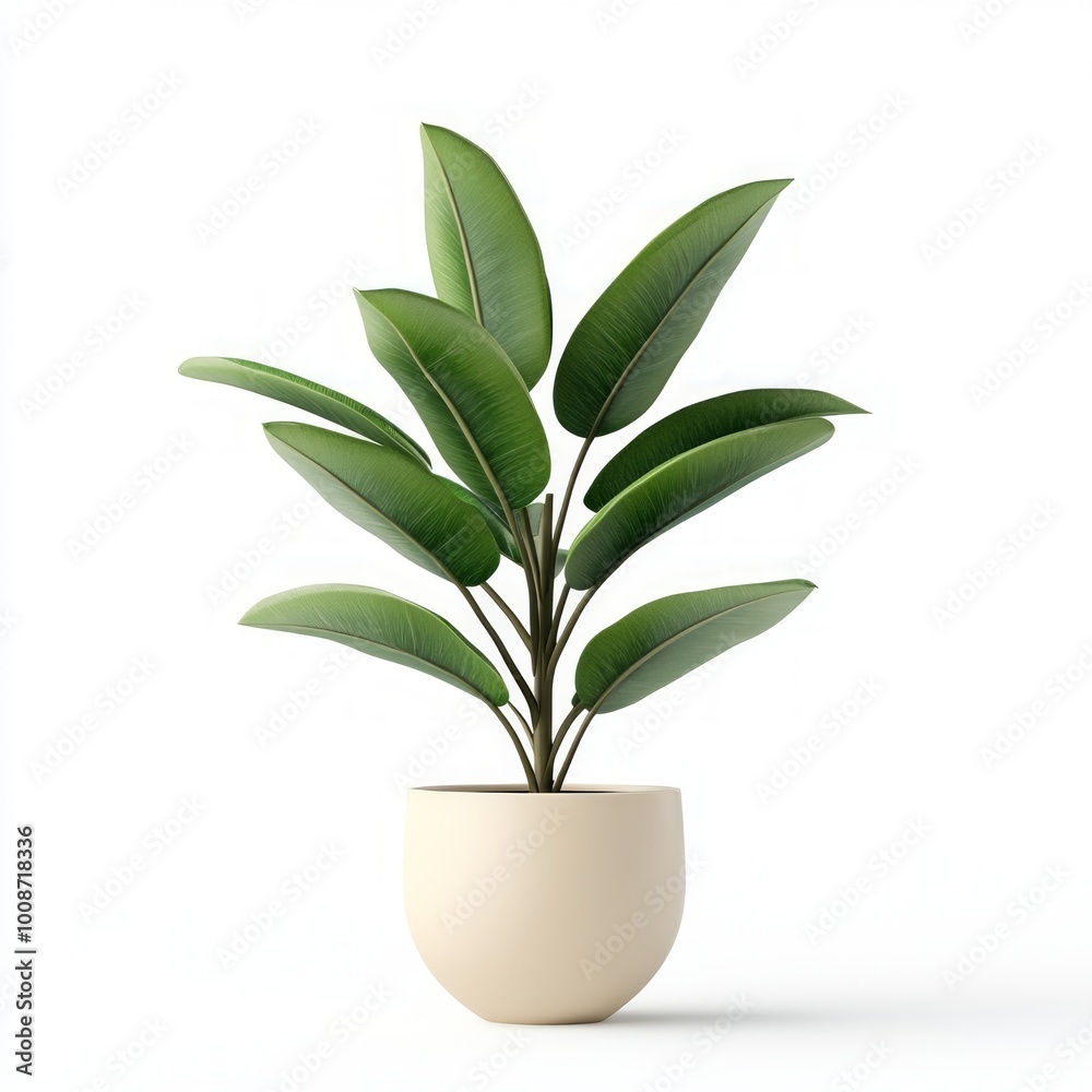 3d illustration of houseplant in potted on white background. 3d illustration of houseplant in potted on white background.