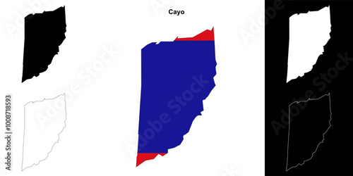 Cayo district outline map set