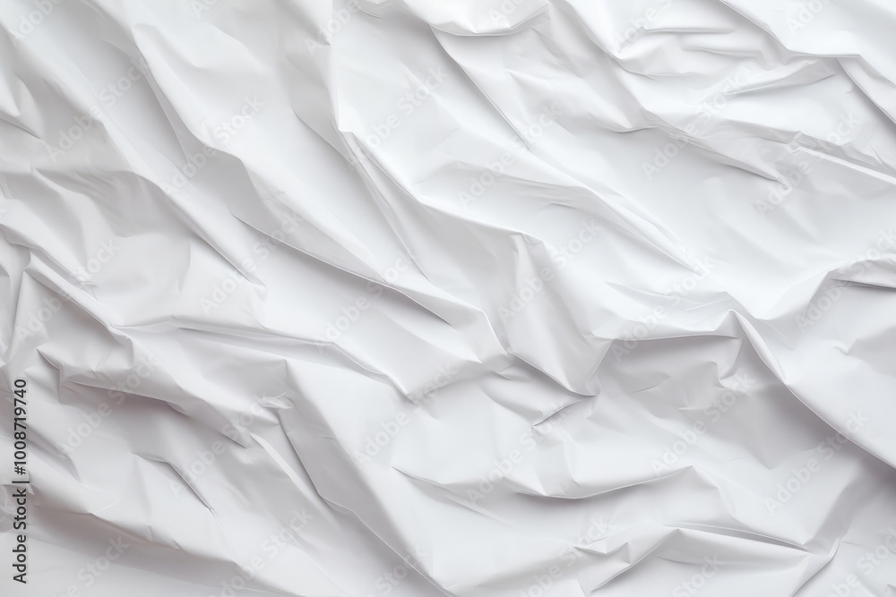 Processed collage of crumpled white paper sheet texture. Background for banner, backdrop or texture