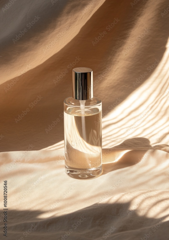 A bottle of perfume is sitting on a table A bottle of perfume is sitting on a table