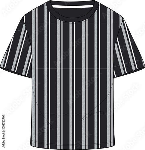 Short sleeve t shirt with stripes vector illustration template
