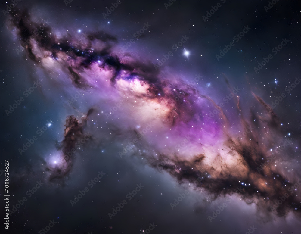 Space in purple shades. Milky way, stars, planets, galaxies. Science, research. Night sky Space in purple shades. Milky way, stars, planets, galaxies. Science, research. Night sky