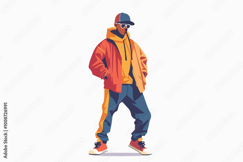 Illustration of a young guy of rap culture. Rapper. Illustration of a young guy of rap culture. Rapper.
