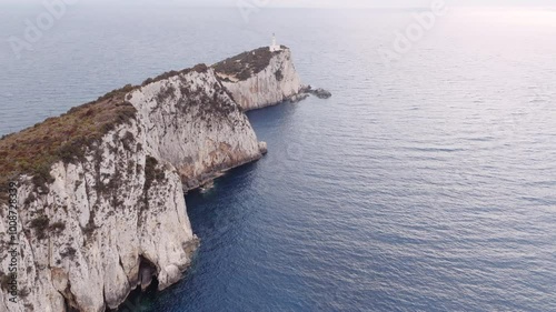 Aerial drone shots of Cape Lefkas in Greece, Lefkada island
