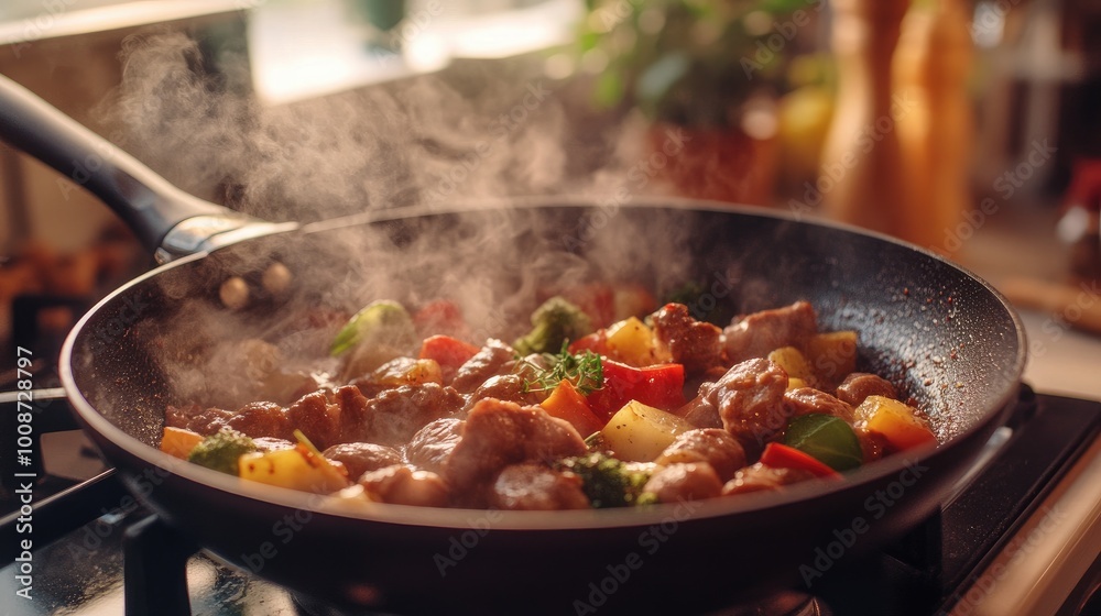 Sizzling Stir-Fry with Colorful Vegetables and Meat Sizzling Stir-Fry with Colorful Vegetables and Meat