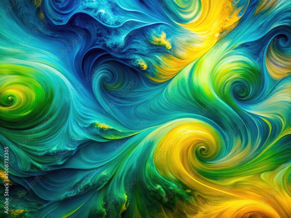 Vibrant Abstract Background with Blue, Green, and Yellow Swirls for Creative Design Projects Vibrant Abstract Background with Blue, Green, and Yellow Swirls for Creative Design Projects