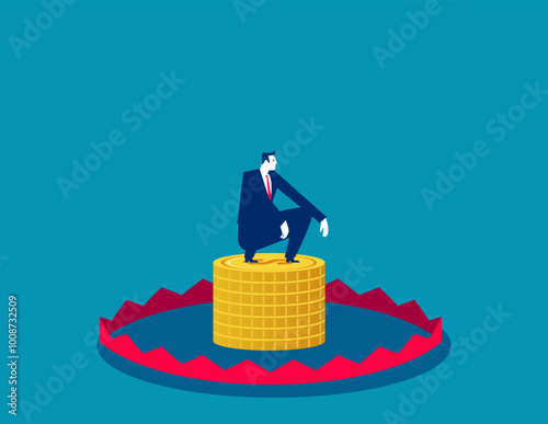 Money. businessman be caught in a bear trap with dollar coin ,financial risk