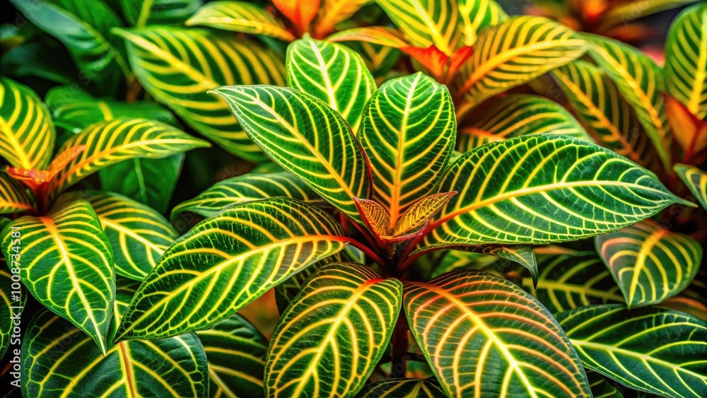 Vibrant Aphelandra Plant with Striking Green and Yellow Leaves in Bright Natural Lighting Vibrant Aphelandra Plant with Striking Green and Yellow Leaves in Bright Natural Lighting