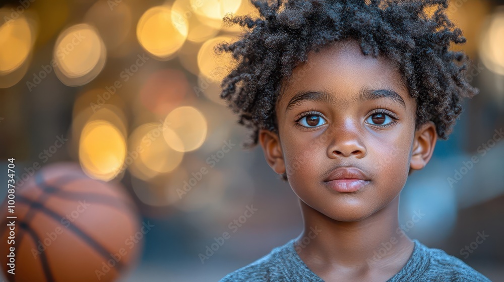 closeup of a young boy gripping a basketball his determined expression reflecting focus and excitement set against a blurred urban playground background filled with energy closeup of a young boy gripping a basketball his determined expression reflecting focus and excitement set against a blurred urban playground background filled with energy