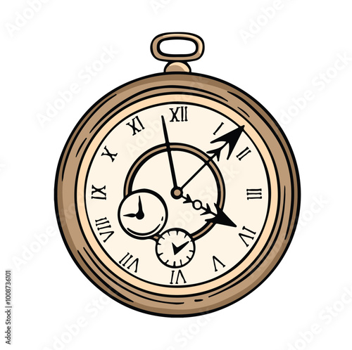 Beige clock time symbol in retro