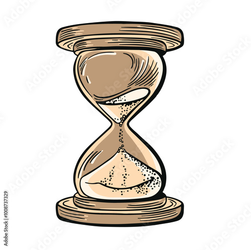 Beige hourglass symbol in retro