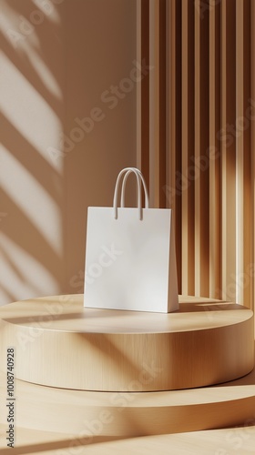 A minimalist scene with a shopping bag.