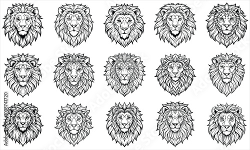 Lion Coloring Page for Adults, Detailed Line Art Design Crafted for Relaxation and Stress Relief, Ideal for Adult Coloring Books, Printable Art Therapy Activities, and High-Quality Illustrations.