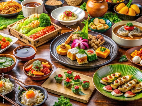 Vibrant culinary delights at Yebisu Garden Place, showcasing an array of delicious gourmet dishes photo