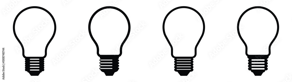 Bulb lamp icons set. Editable stroke. Bulb lamp icons set. Editable stroke.