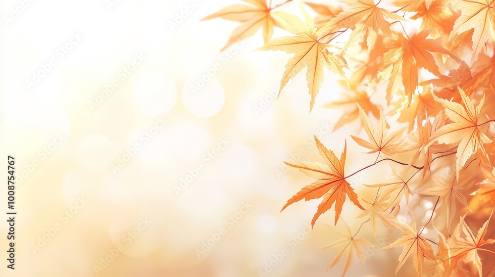 Banner design for autumn season and end of year activities using red and yellow maple leaves with soft focus light and bokeh effects Banner design for autumn season and end of year activities using red and yellow maple leaves with soft focus light and bokeh effects